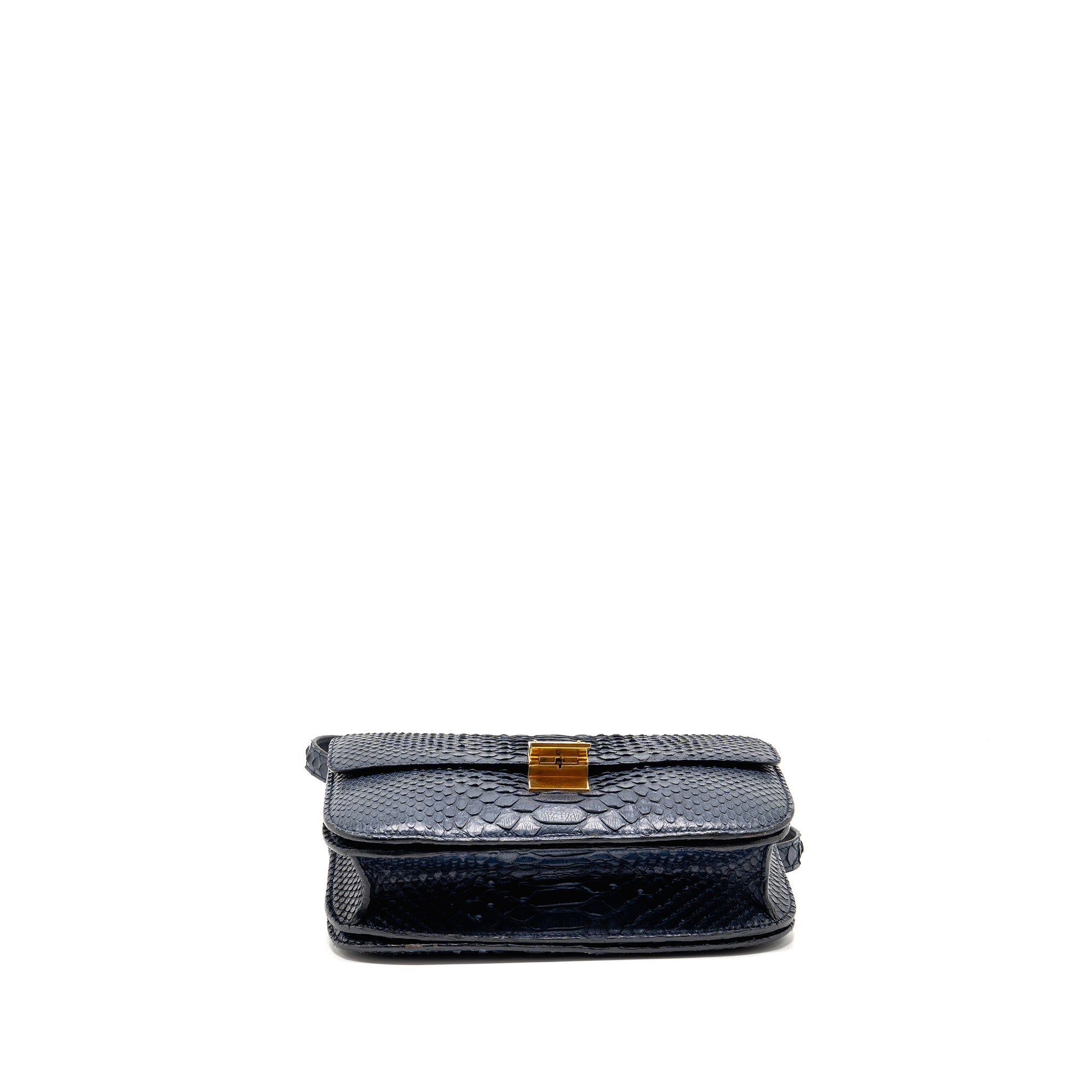 CELINE MEDIUM CLASSIC BOX BAG PYTHON NAVY GHW