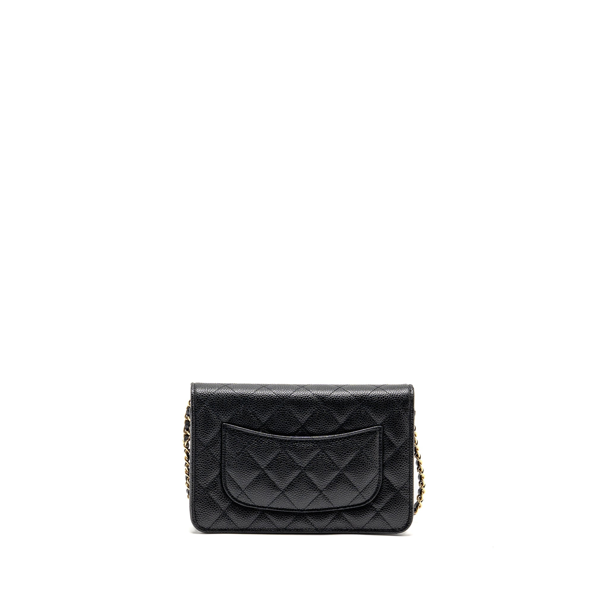 CHANEL CLASSIC WALLET ON CHAIN CAVIAR BLACK GHW (MICROCHIP)