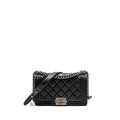 CHANEL MEDIUM BOY BAG CALFSKIN BLACK RUTHENIUM HARDWARE