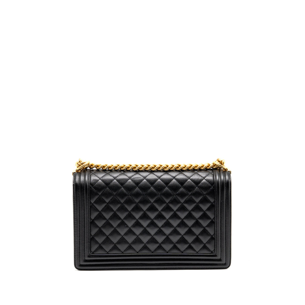 CHANEL NEW MEDIUM BOY BAG CAVIAR BLACK GHW (MICROCHIP)