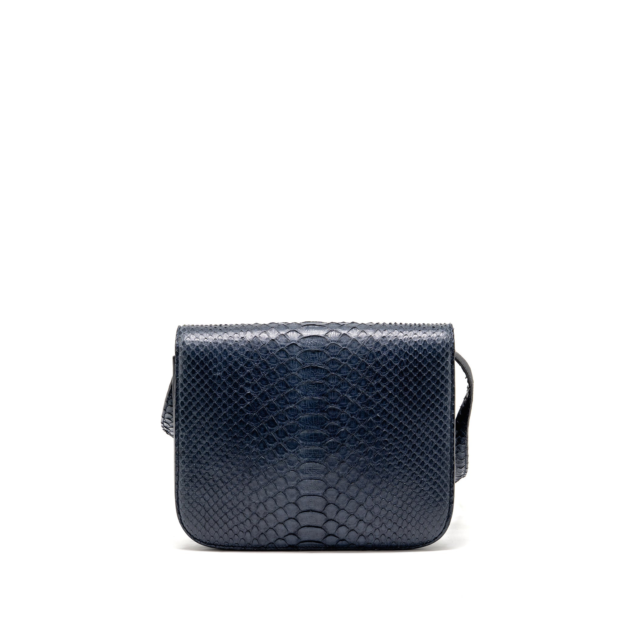 CELINE MEDIUM CLASSIC BOX BAG PYTHON NAVY GHW