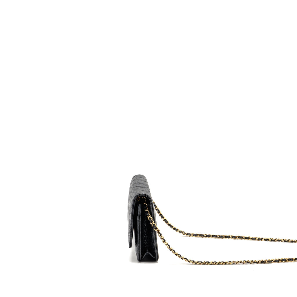 CHANEL CLASSIC WALLET ON CHAIN CAVIAR BLACK GHW (MICROCHIP)