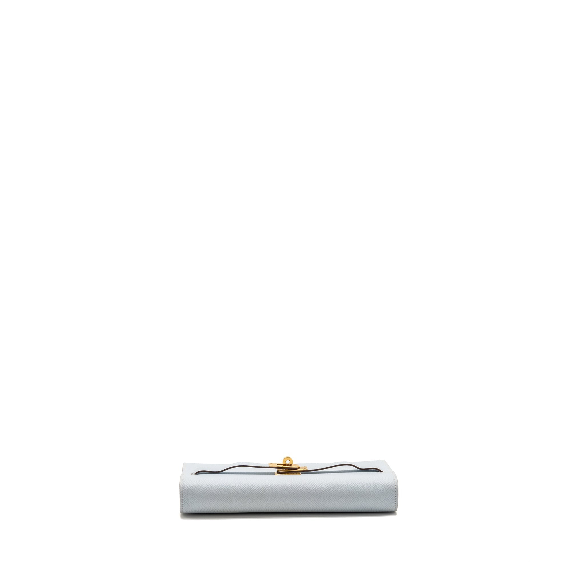 HERMES CLASSIC KELLY TO GO EPSOM BLUE BRUME GHW