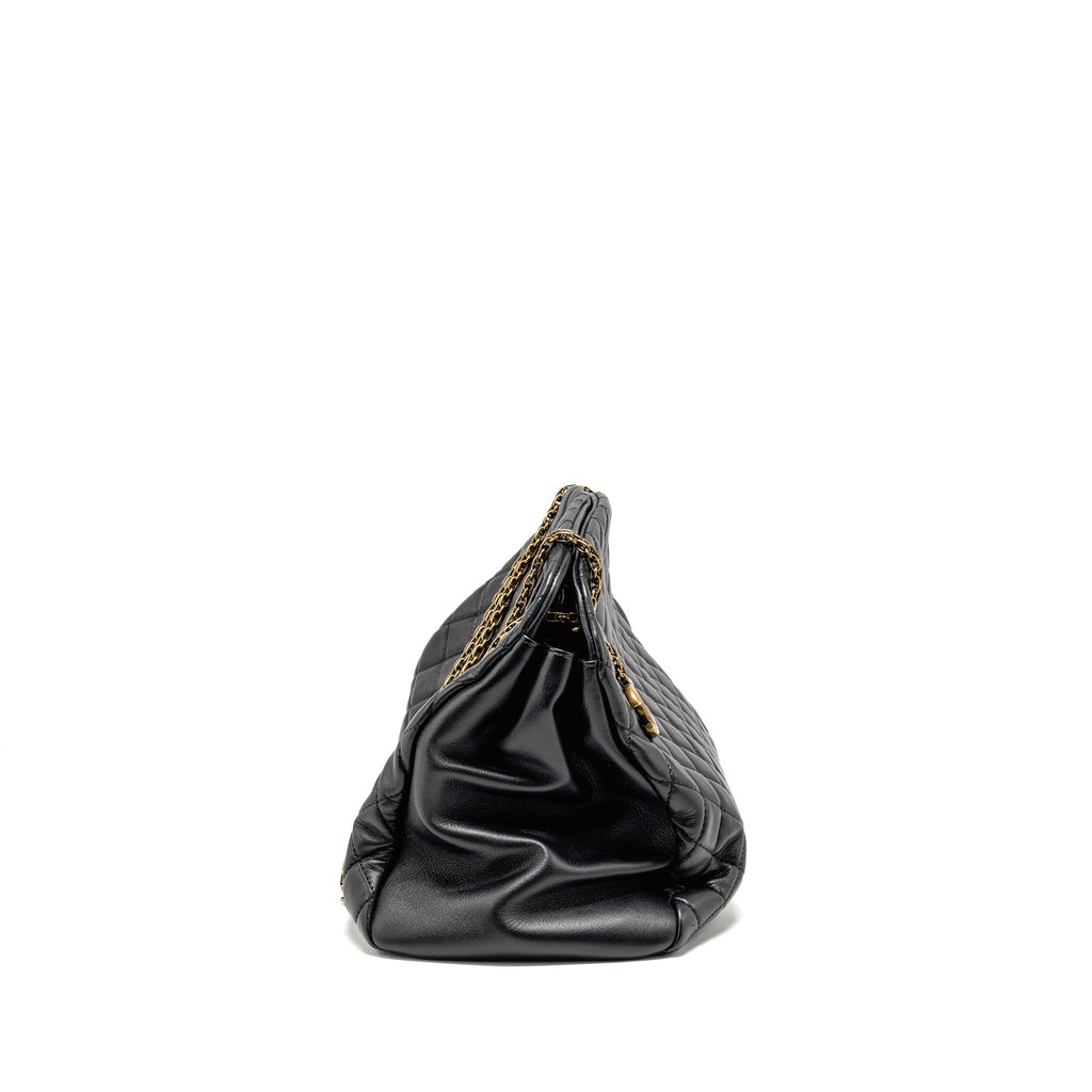 CHANEL JUST MADEMOISELLE BOWLING BAG LAMBSKIN BLACK GHW