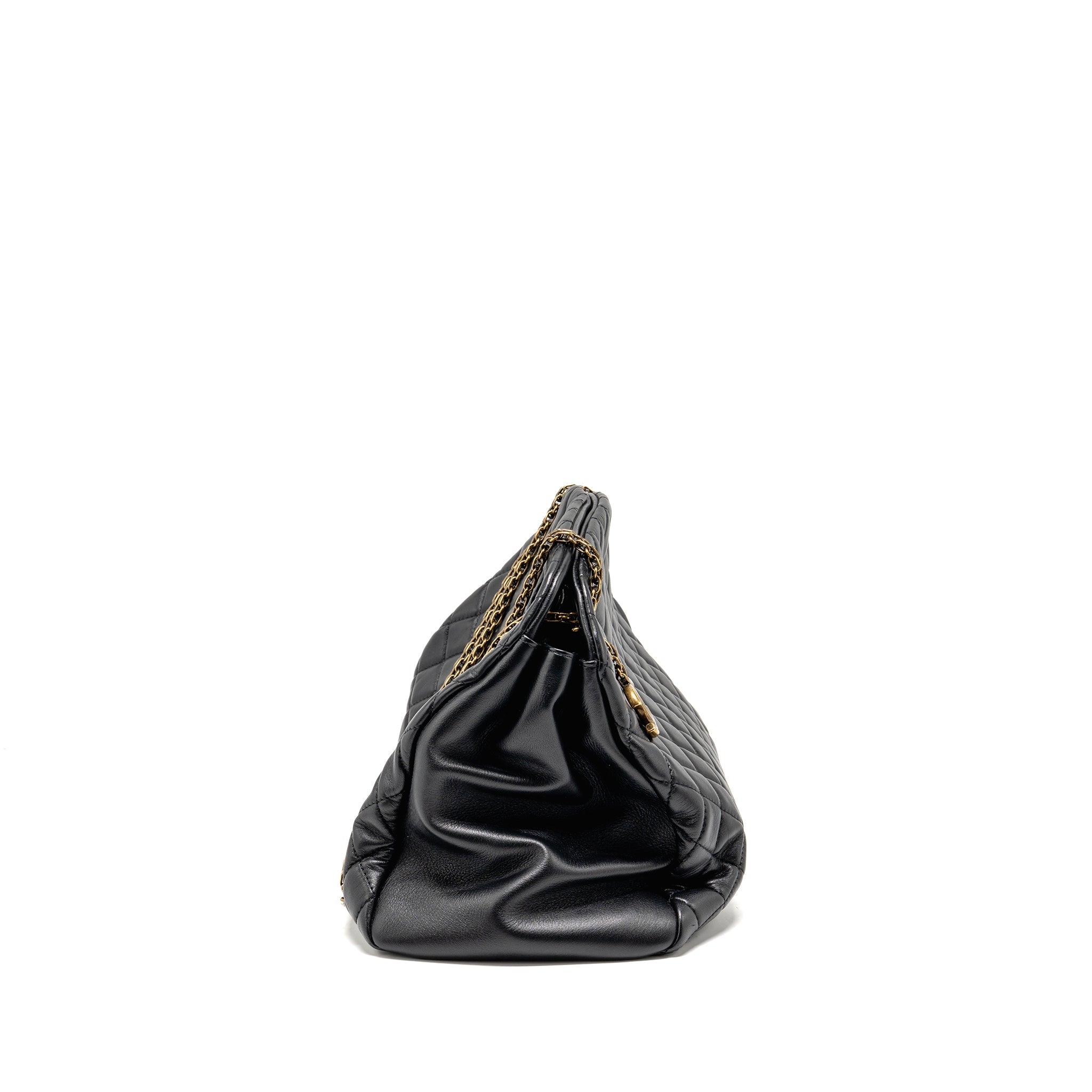CHANEL JUST MADEMOISELLE BOWLING BAG LAMBSKIN BLACK GHW
