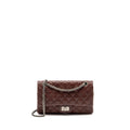 CHANEL SMALL 2.55 REISSUE DOUBLE FLAP BAG SHINY GRAINED CALFSKIN BURGUNDY SHW