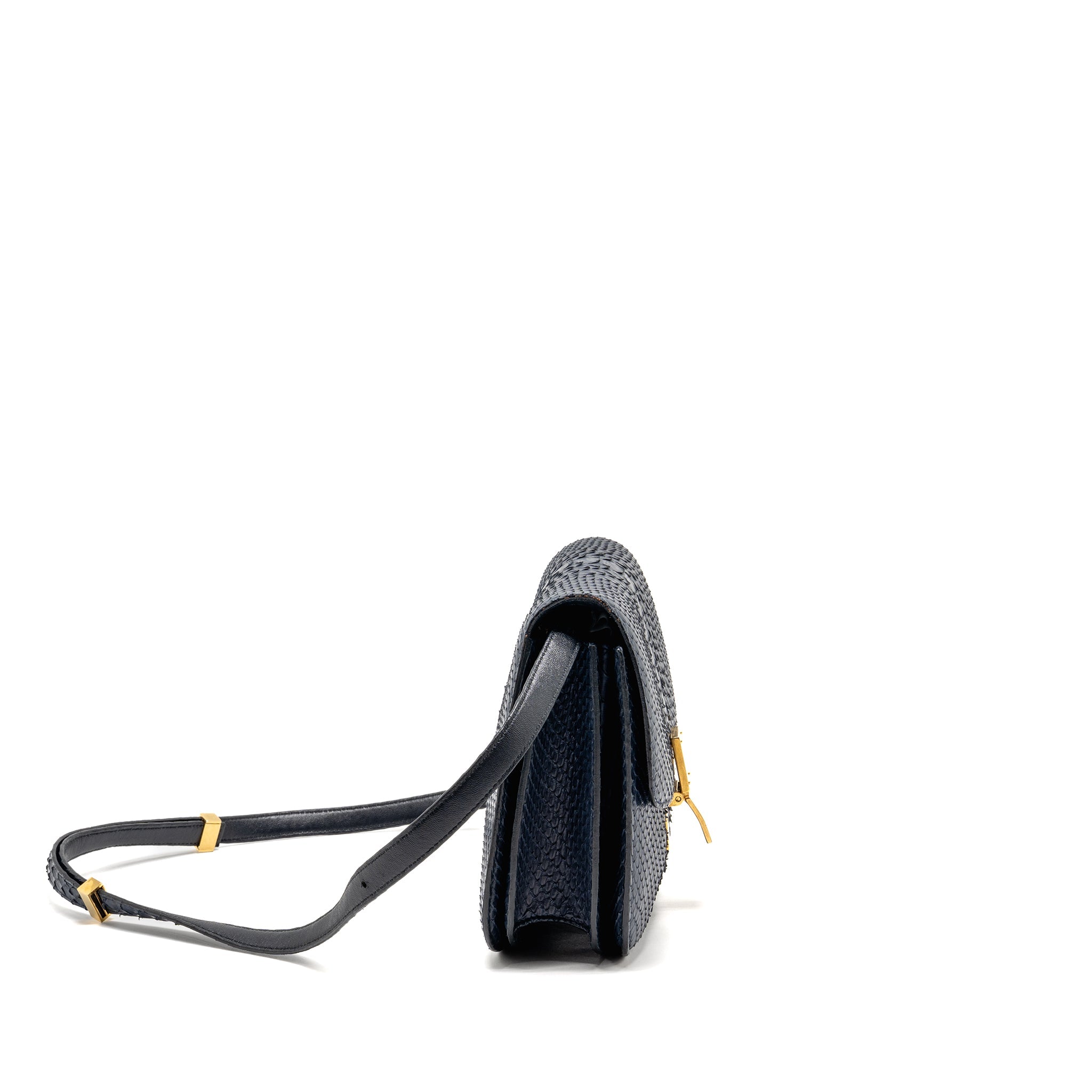 CELINE MEDIUM CLASSIC BOX BAG PYTHON NAVY GHW