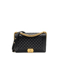 CHANEL NEW MEDIUM BOY BAG CAVIAR BLACK GHW (MICROCHIP)