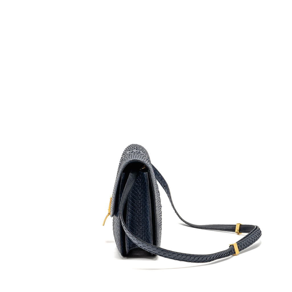 CELINE MEDIUM CLASSIC BOX BAG PYTHON NAVY GHW