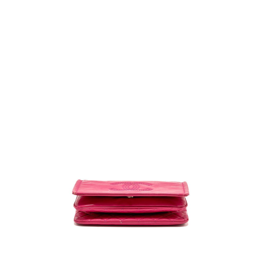 CHANEL SMALL VINYL FLAP BAG WITH CHAIN LEATHER HOT PINK SHW
