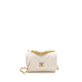CHANEL QUILTED FLAP BAG WITH LETTER CHAIN LAMBSKIN WHITE GHW (MICROCHIP)