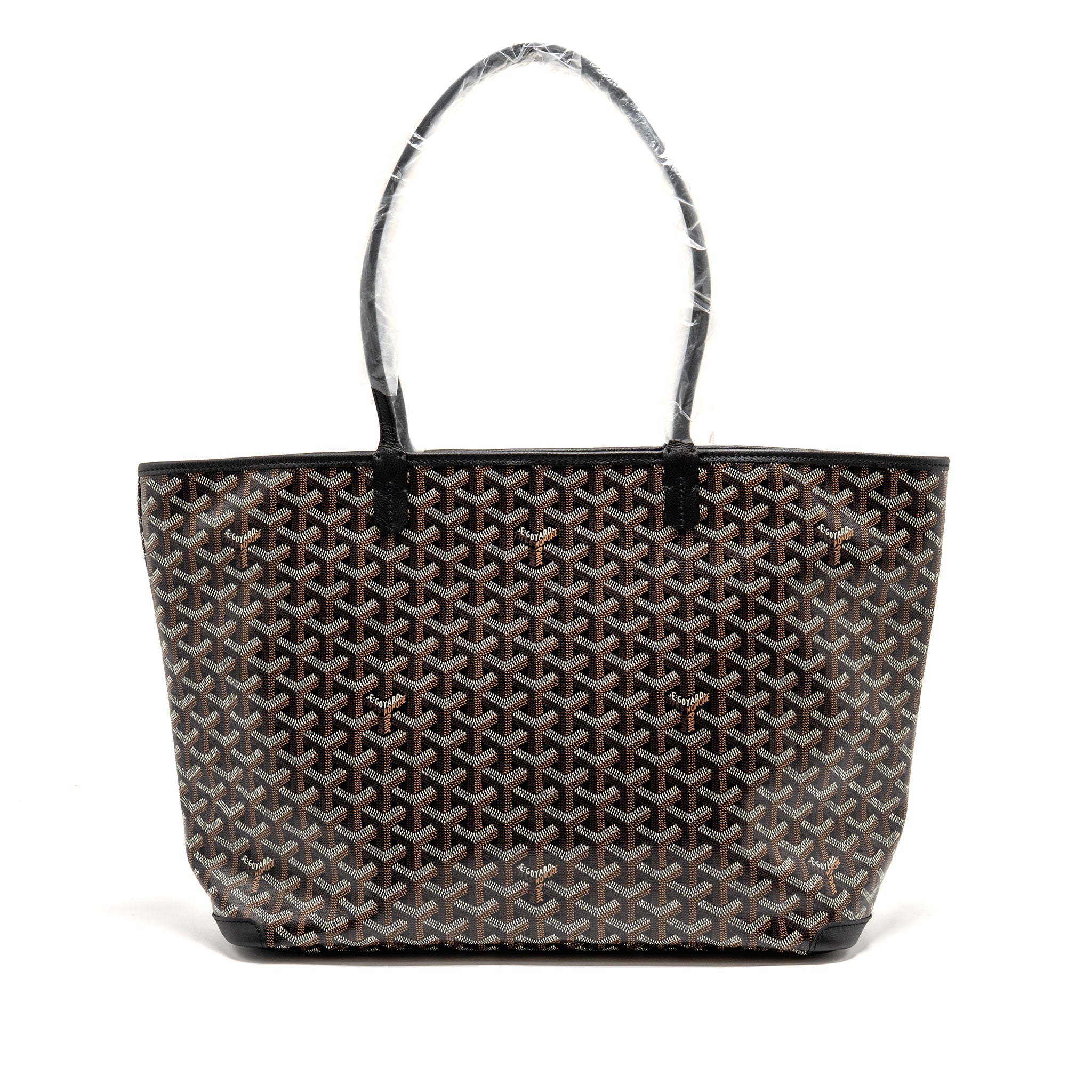 GOYARD ARTOIS MM HANDBAG GOYARDINE CANVAS/CALFSKIN BLACK SHW