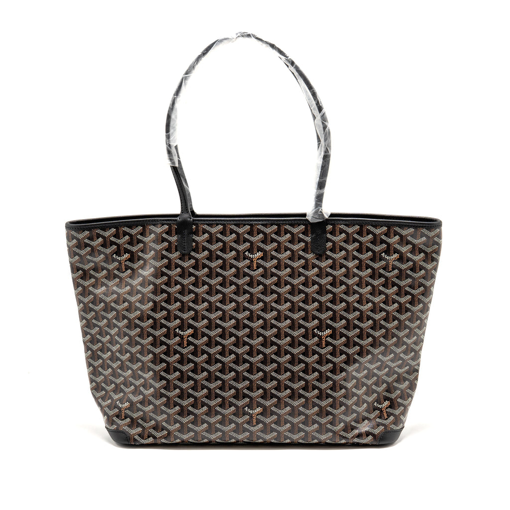 GOYARD ARTOIS MM HANDBAG GOYARDINE CANVAS/CALFSKIN BLACK SHW