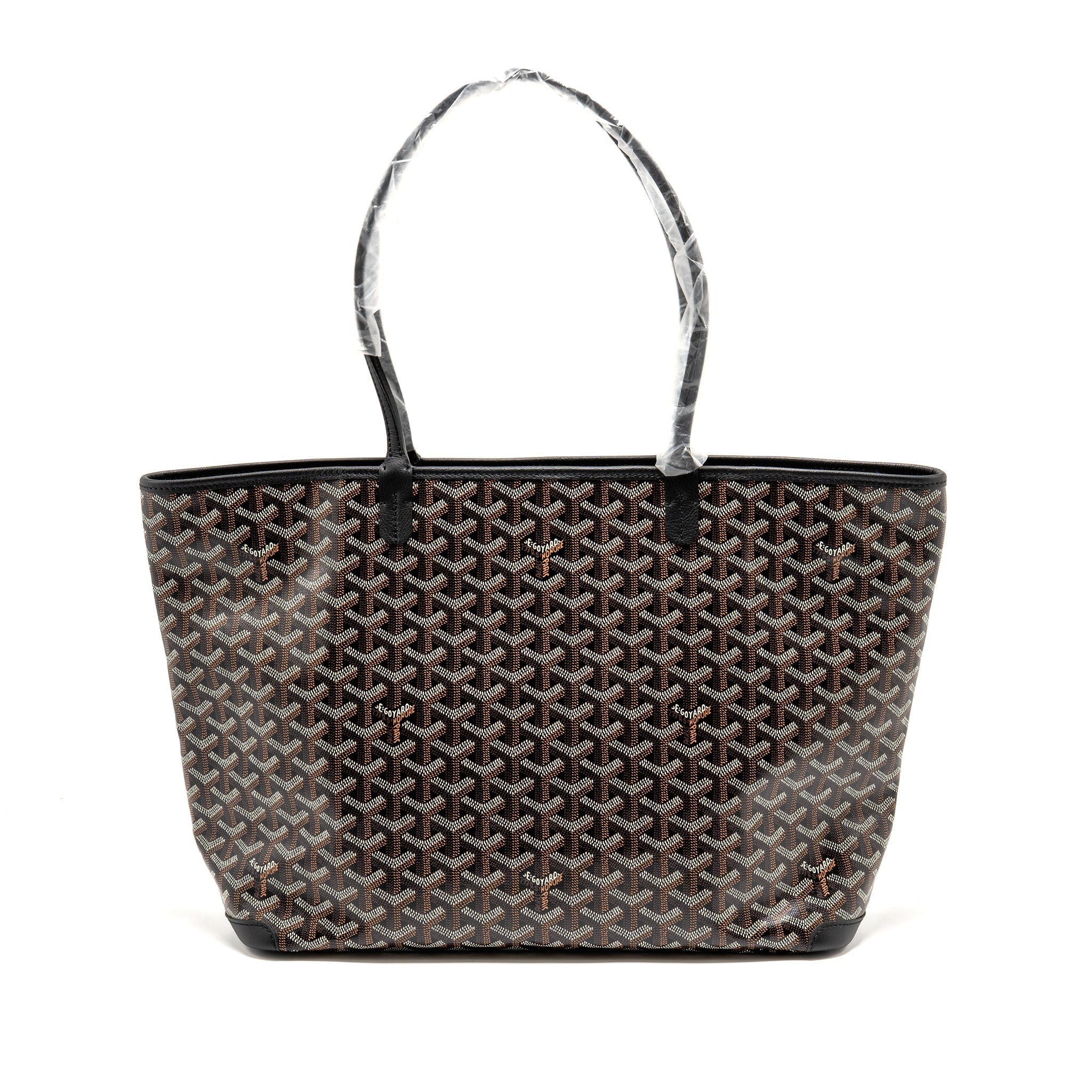 GOYARD ARTOIS MM HANDBAG GOYARDINE CANVAS/CALFSKIN BLACK SHW