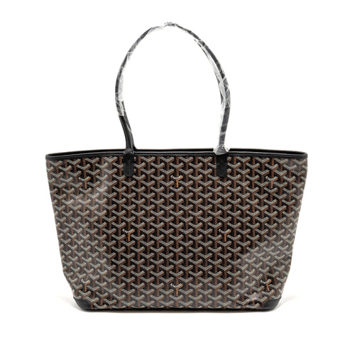 GOYARD ARTOIS MM HANDBAG GOYARDINE CANVAS/CALFSKIN BLACK SHW