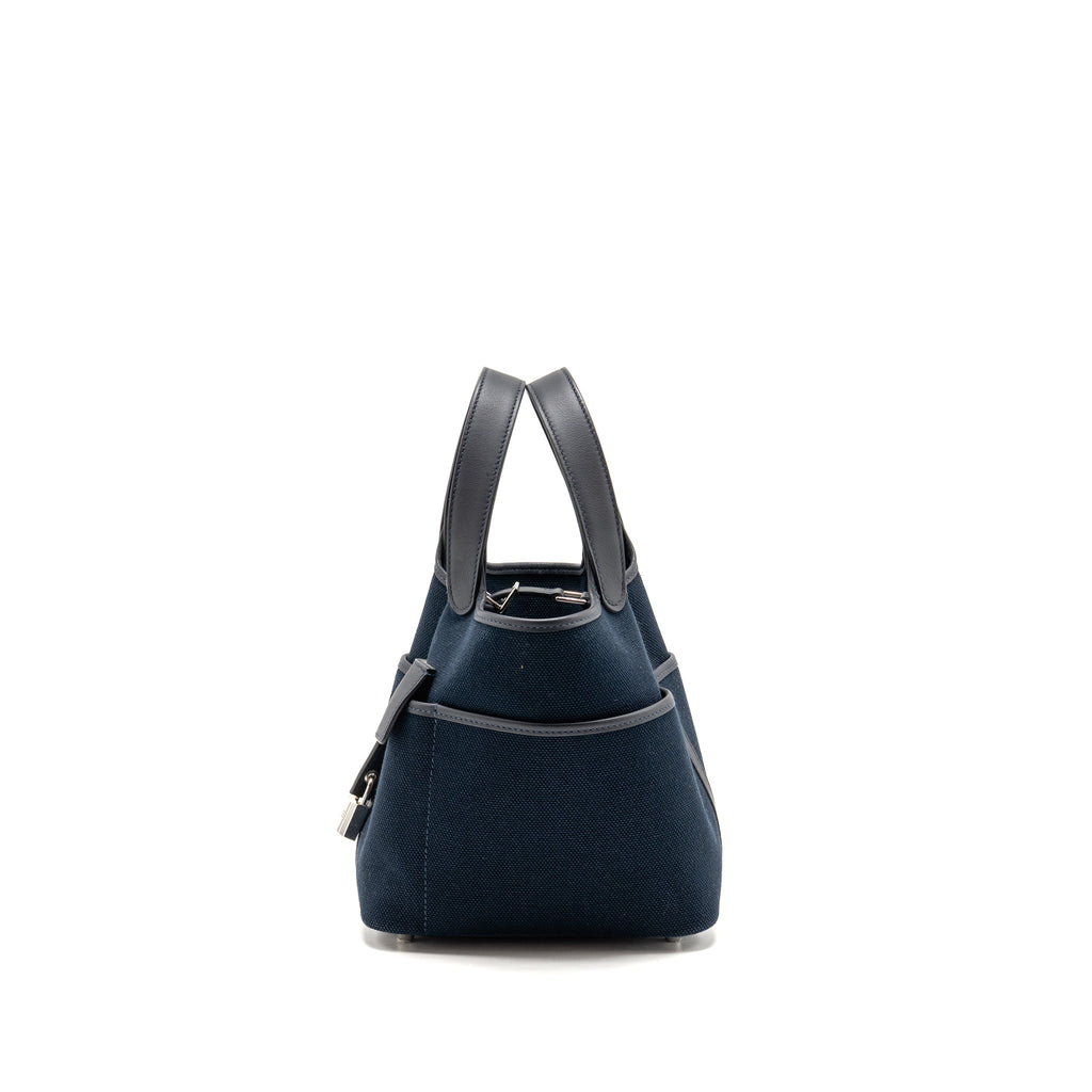 HERMES CARGO PICOTIN 18 LOCK BAG SWIFT / TOILE CANVAS BLUE MARINE / CABAN SHW