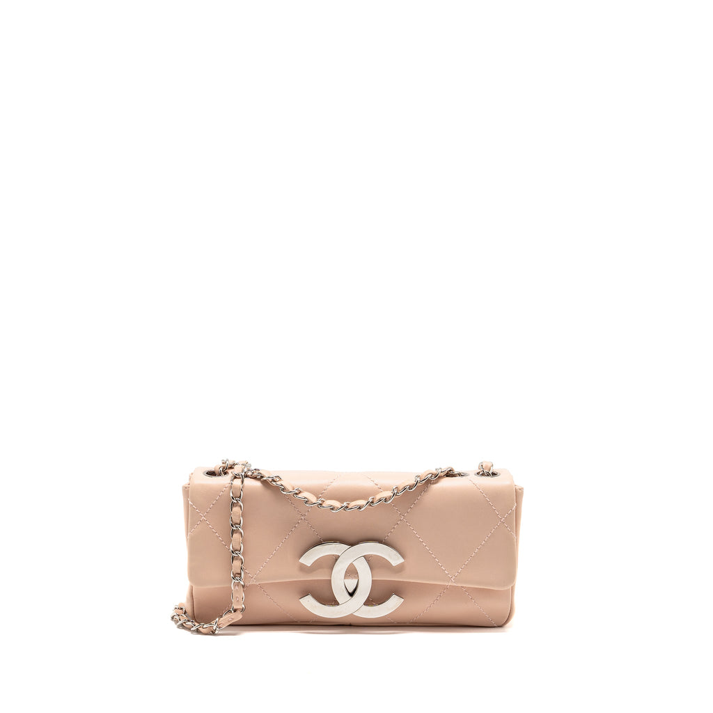 CHANEL VINTAGE GIANT CC FLAP BAG LAMBSKIN ROSE CLAIR SHW