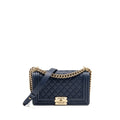 CHANEL MEDIUM BOY BAG CAVIAR NAVY LGHW