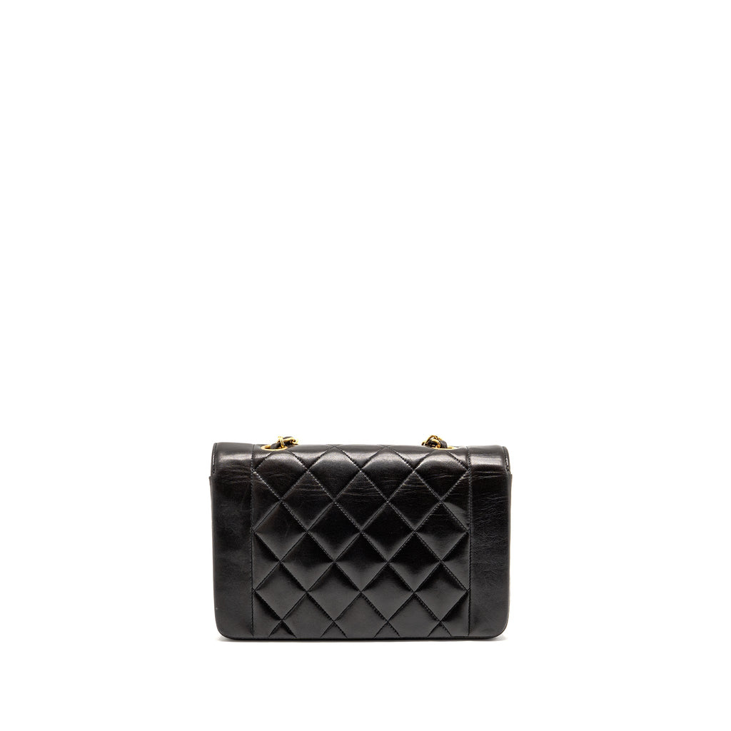 CHANEL VINTAGE SMALL DIANA QUILTED FLAP BAG LAMBSKIN BLACK GHW