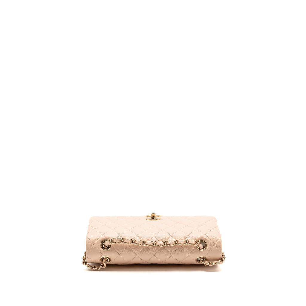 CHANEL MEDIUM CLASSIC DOUBLE FLAP BAG CAVIAR LIGHT PINK LGHW (MICROCHIP)