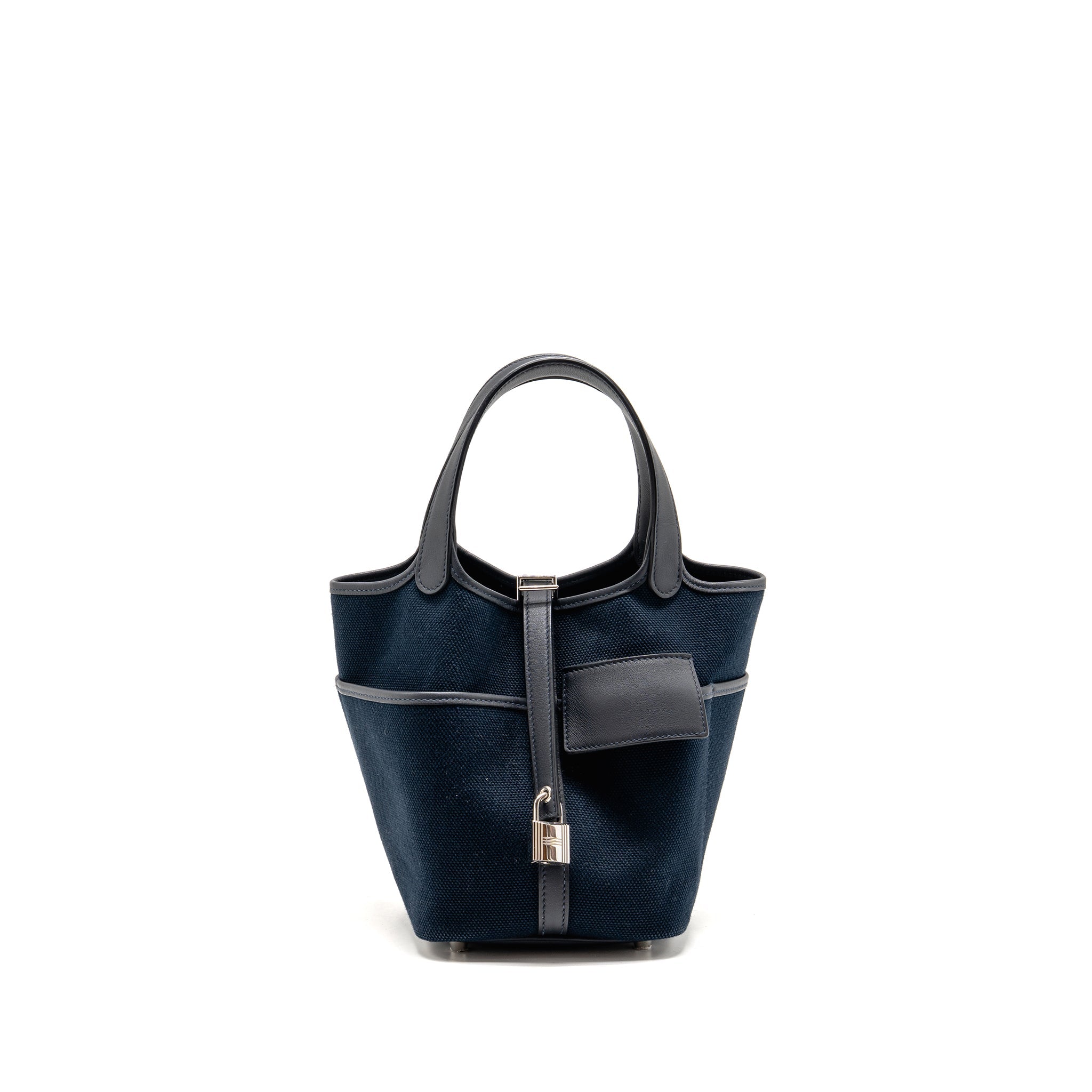 HERMES CARGO PICOTIN 18 LOCK BAG SWIFT / TOILE CANVAS BLUE MARINE / CABAN SHW