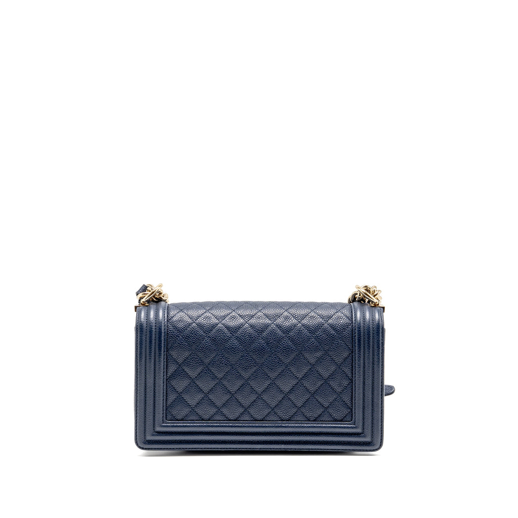 CHANEL MEDIUM BOY BAG CAVIAR NAVY LGHW