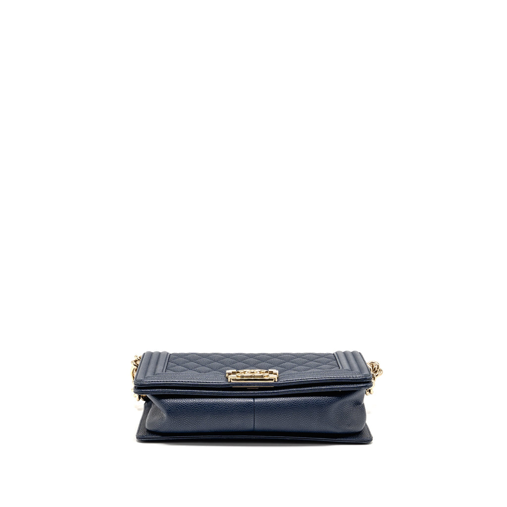 CHANEL MEDIUM BOY BAG CAVIAR NAVY LGHW