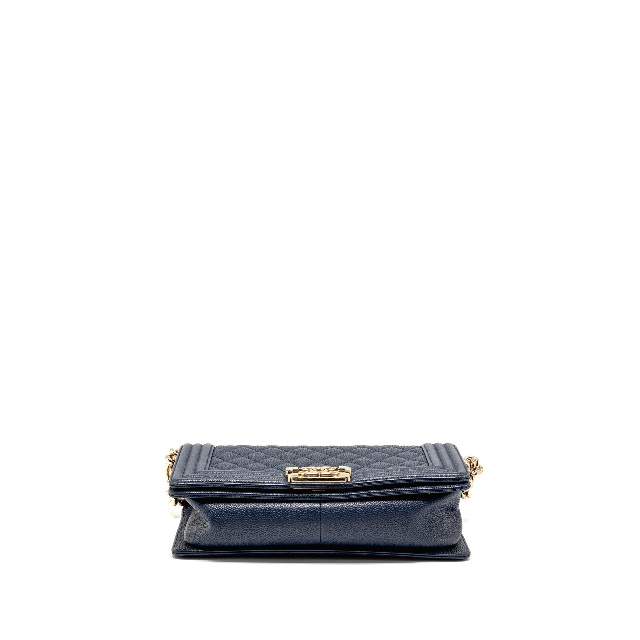 CHANEL MEDIUM BOY BAG CAVIAR NAVY LGHW
