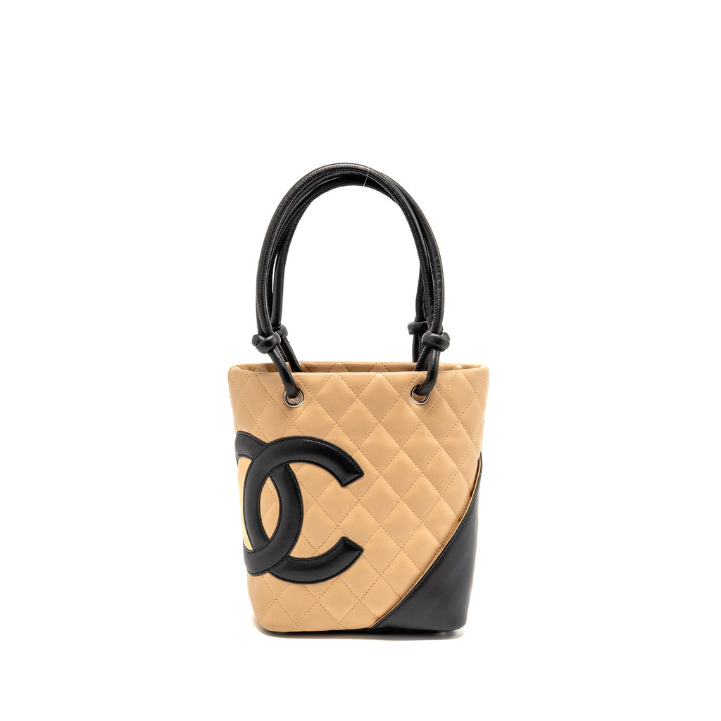 CHANEL CAMBON TOTE BAG LAMBSKIN BEIGE / BLACK SHW