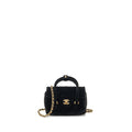 CHANEL MINI BOWLING CLUTCH WITH CHAIN VELVET BLACK GHW (MICROCHIP)