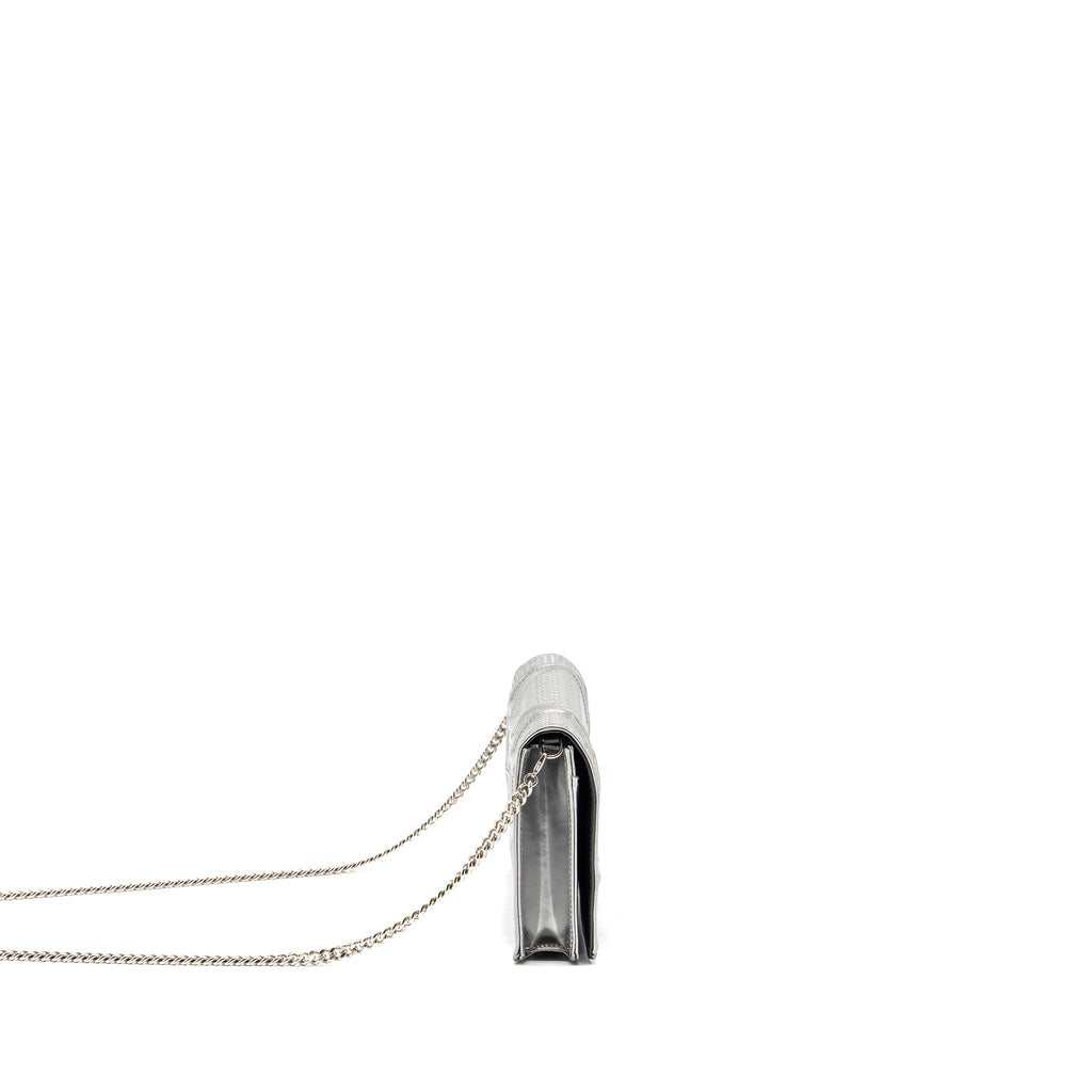 DIOR DIORAMA WALLET ON CHAIN CALFSKIN SILVER SHW