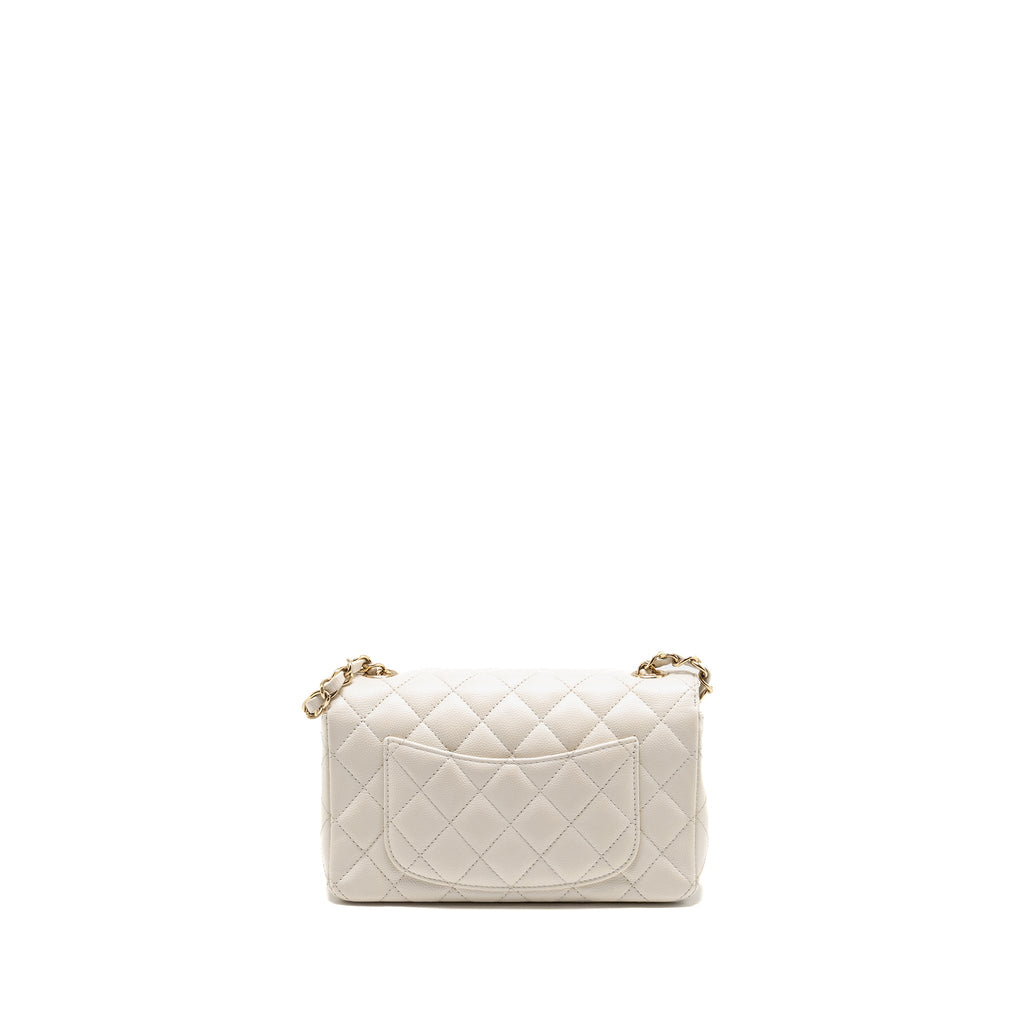 CHANEL MINI RECTANGULAR FLAP BAG CAVIAR WHITE LGHW