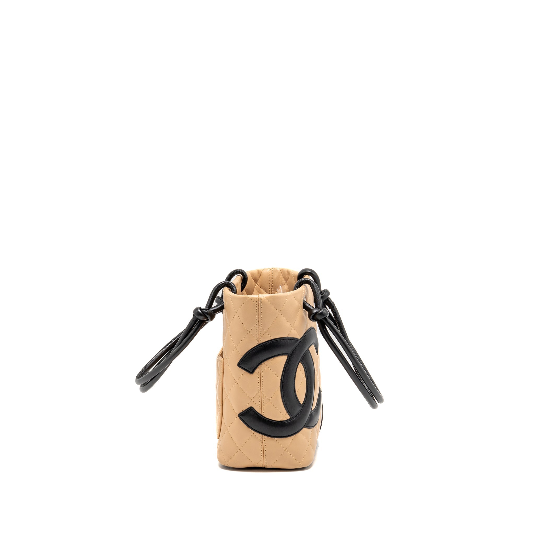 CHANEL CAMBON TOTE BAG LAMBSKIN BEIGE / BLACK SHW