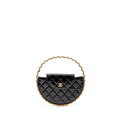 CHANEL ROUND CLUTCH PATENT LEATHER BLACK GHW (MICROCHIP)