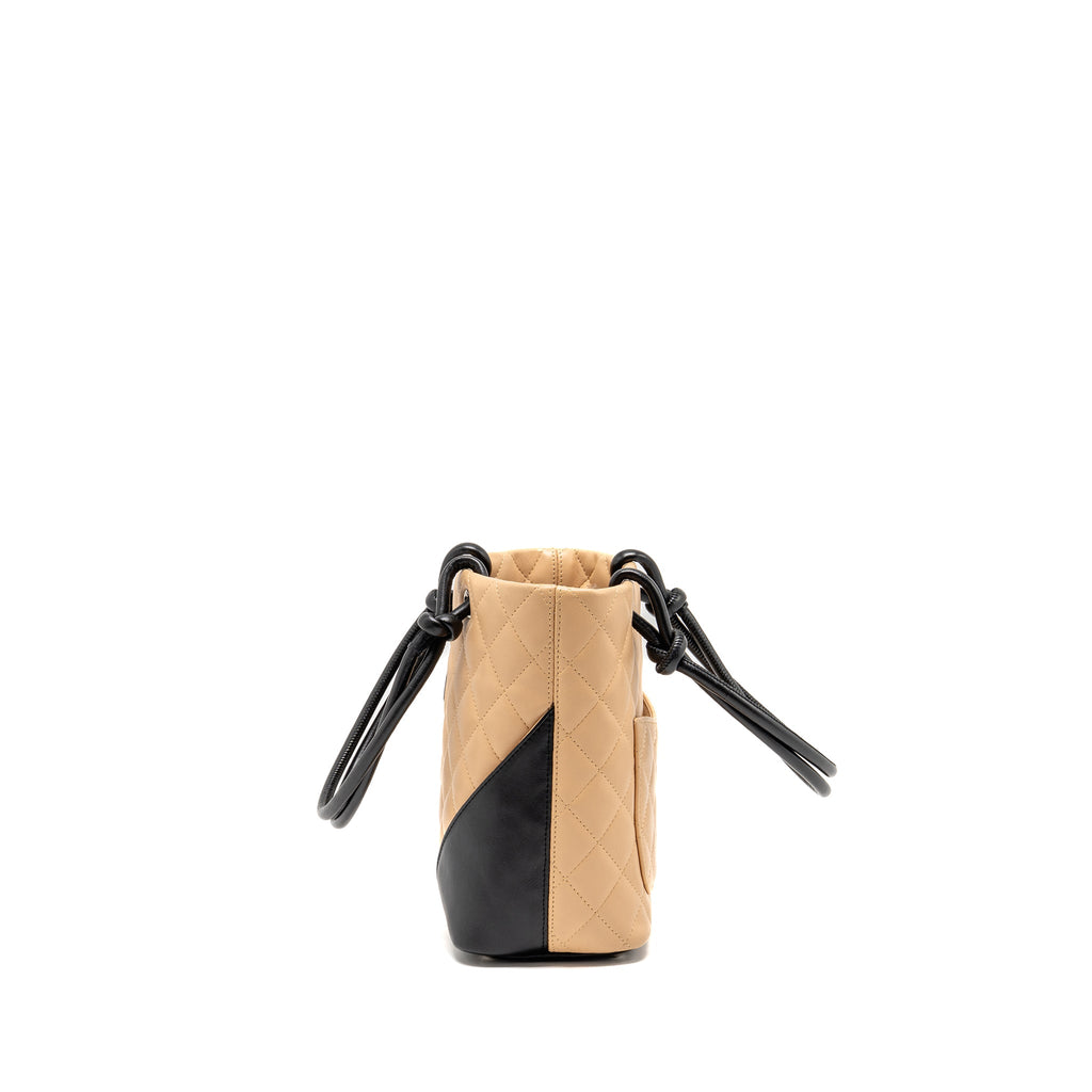 CHANEL CAMBON TOTE BAG LAMBSKIN BEIGE / BLACK SHW