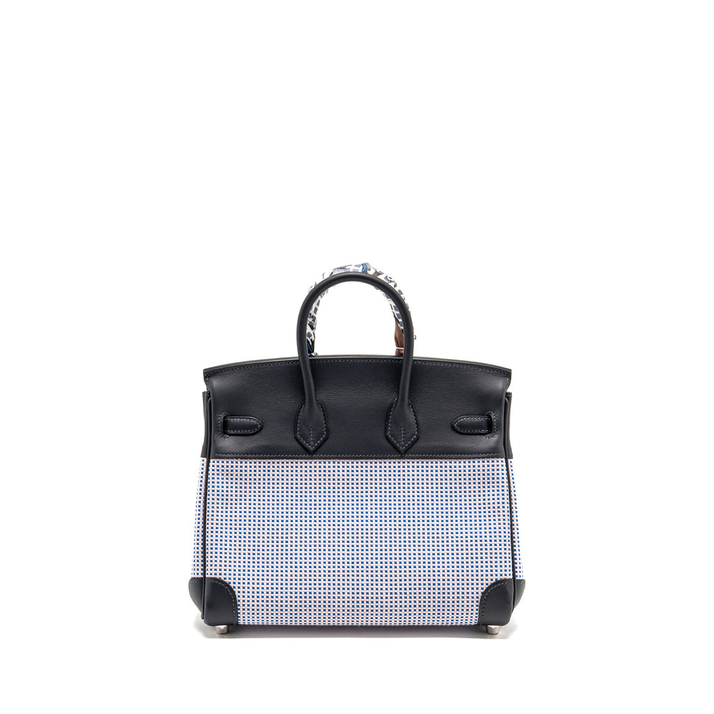 HERMES BIRKIN 25 TOILE QUADRILLE/SWIFT ECRU MAUVE/BLEU BILL/CABAN SHW