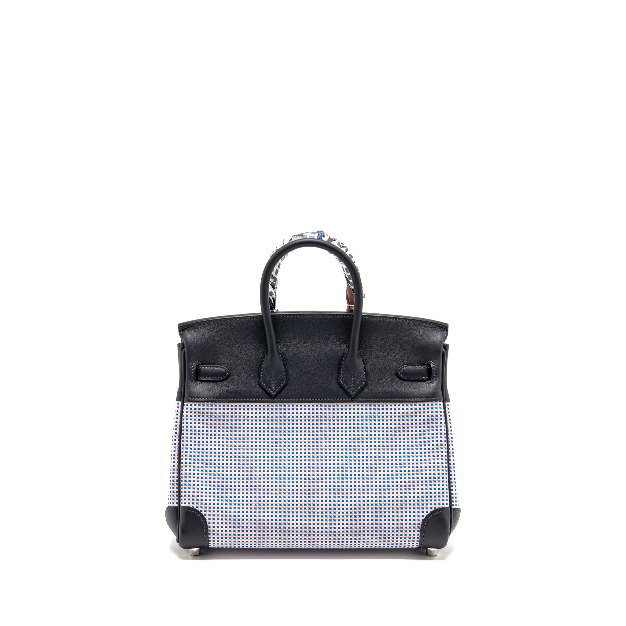 HERMES BIRKIN 25 TOILE QUADRILLE/SWIFT ECRU MAUVE/BLEU BILL/CABAN SHW