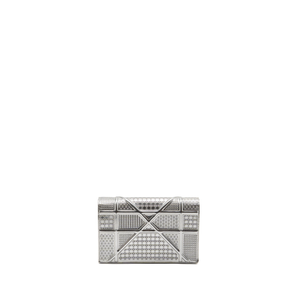 DIOR DIORAMA WALLET ON CHAIN CALFSKIN SILVER SHW