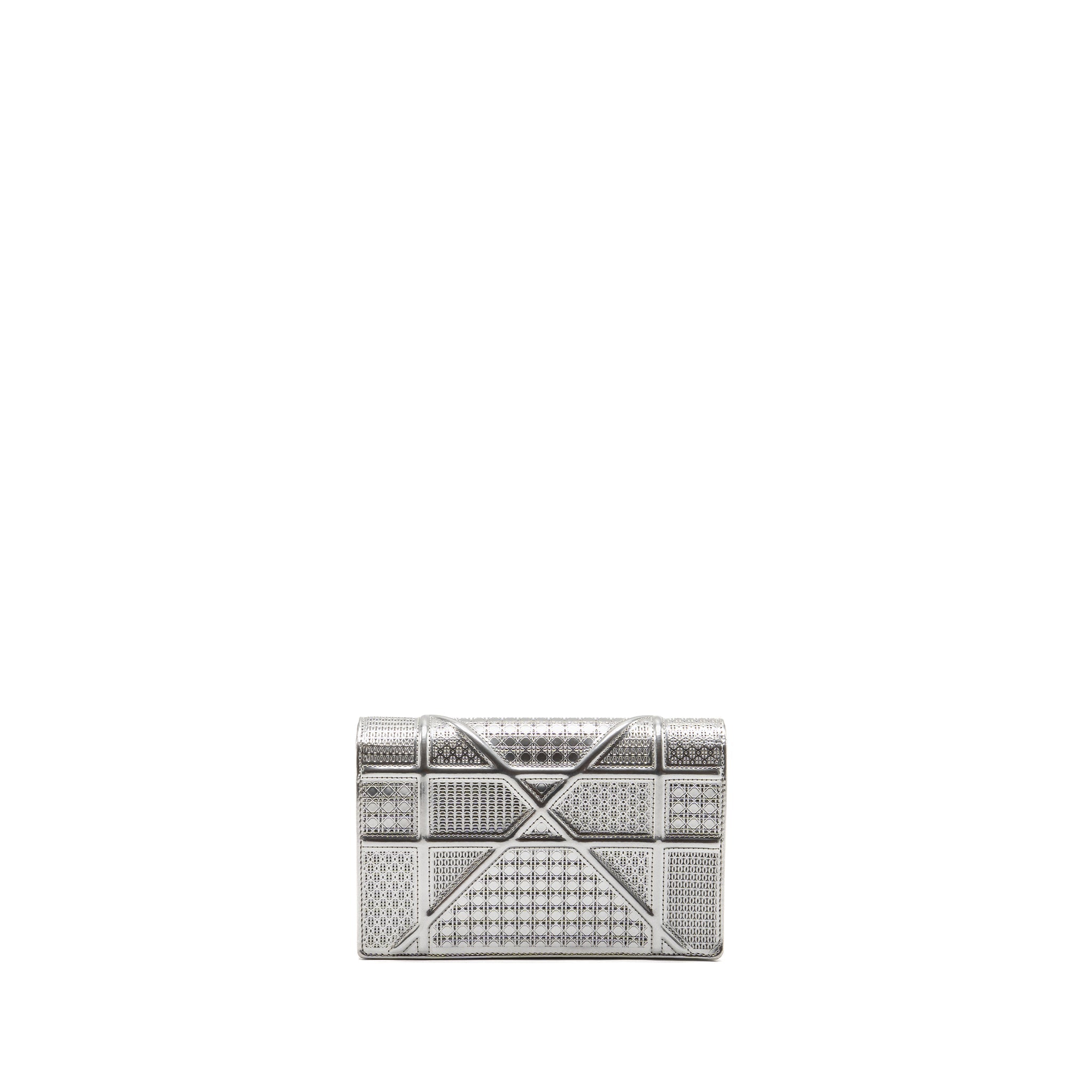 DIOR DIORAMA WALLET ON CHAIN CALFSKIN SILVER SHW