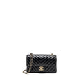 CHANEL MINI RECTANGULAR FLAP BAG CHEVRON LAMBSKIN BLACK LGHW