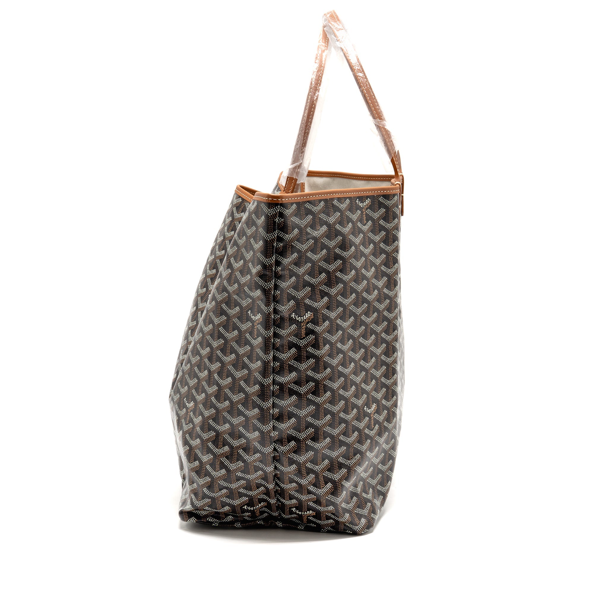 GOYARD SAINT LOUIS GM TOTE BAG GOYARDINE CANVAS/LEATHER BLACK/BROWN SHW