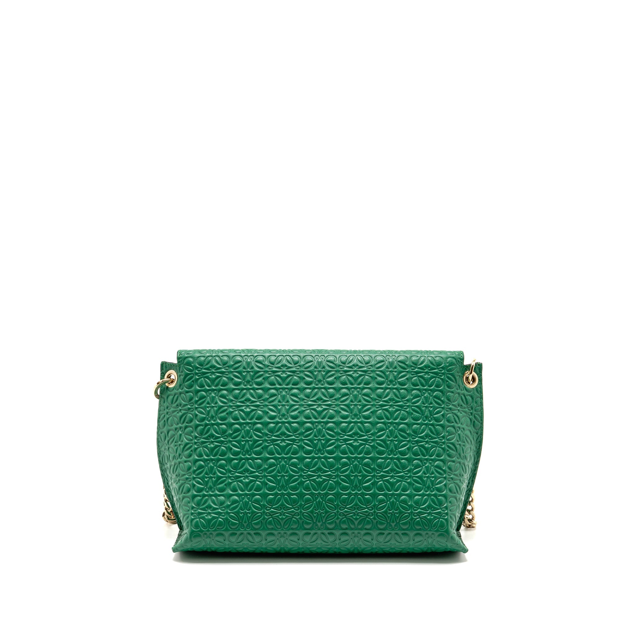 LOEWE AVENUE ANAGRAM CROSSBODY BAG EMBOSSED CALFSKIN GREEN GHW