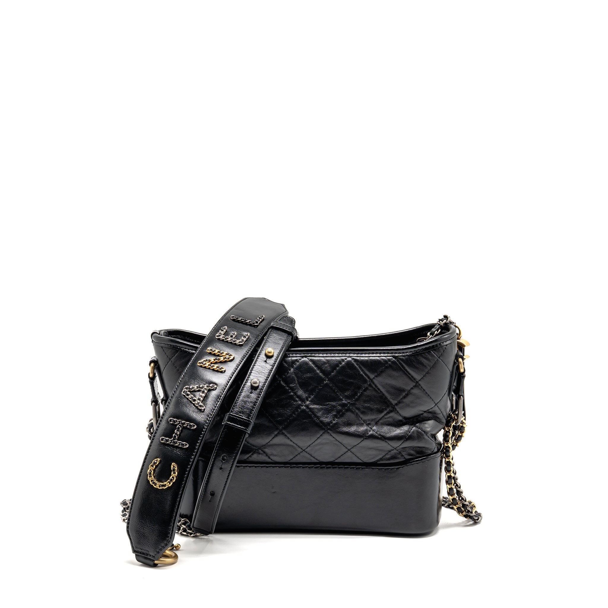 CHANEL NEW MEDIUM GABRIELLE HOBO BAG WITH TOP HANDLE CALFSKIN BLACK MULTICOLOUR HARDWARE