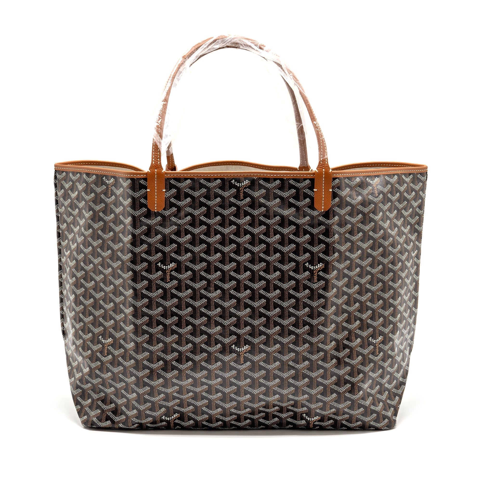 GOYARD SAINT LOUIS GM TOTE BAG GOYARDINE CANVAS/LEATHER BLACK/BROWN SHW
