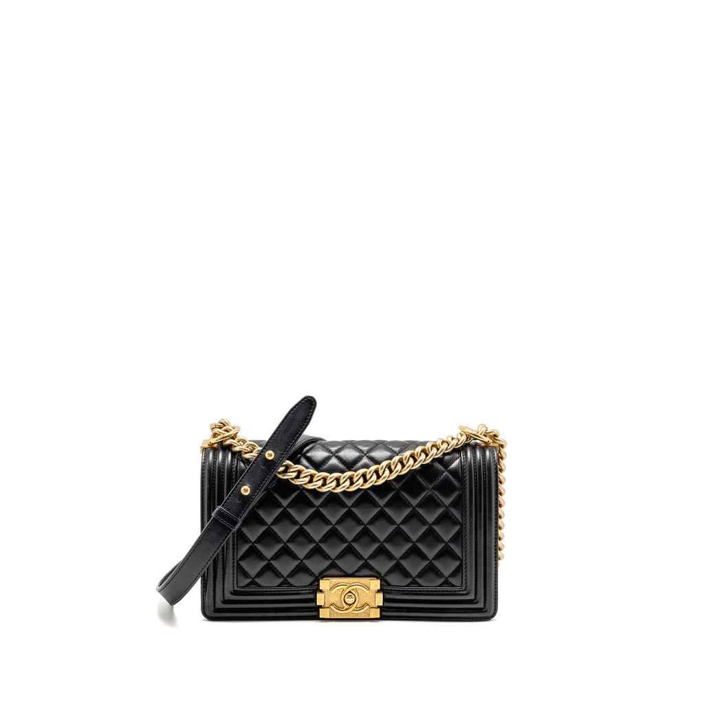 CHANEL MEDIUM BOY BAG LAMBSKIN BLACK GHW