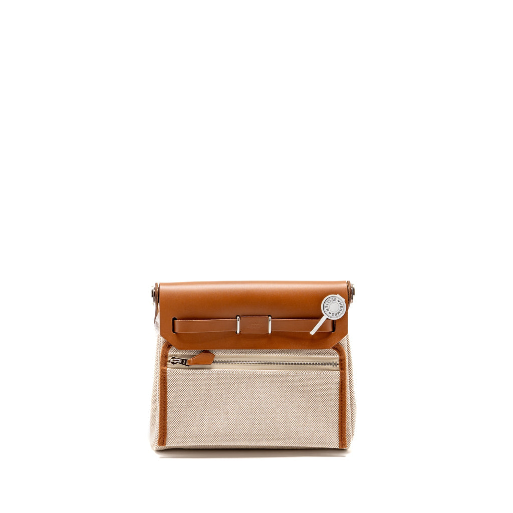 HERMES HERBAG MINI CANVAS/COWHIDE BEIGE/FAUVE SHW