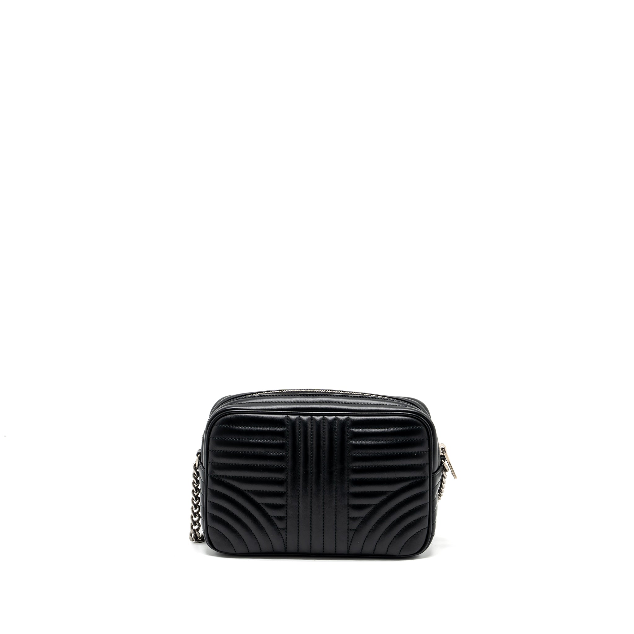 PRADA DIAGRAMME CAMERA CROSSBODY BAG CALFSKIN BLACK RUTHENIUM HARDWARE