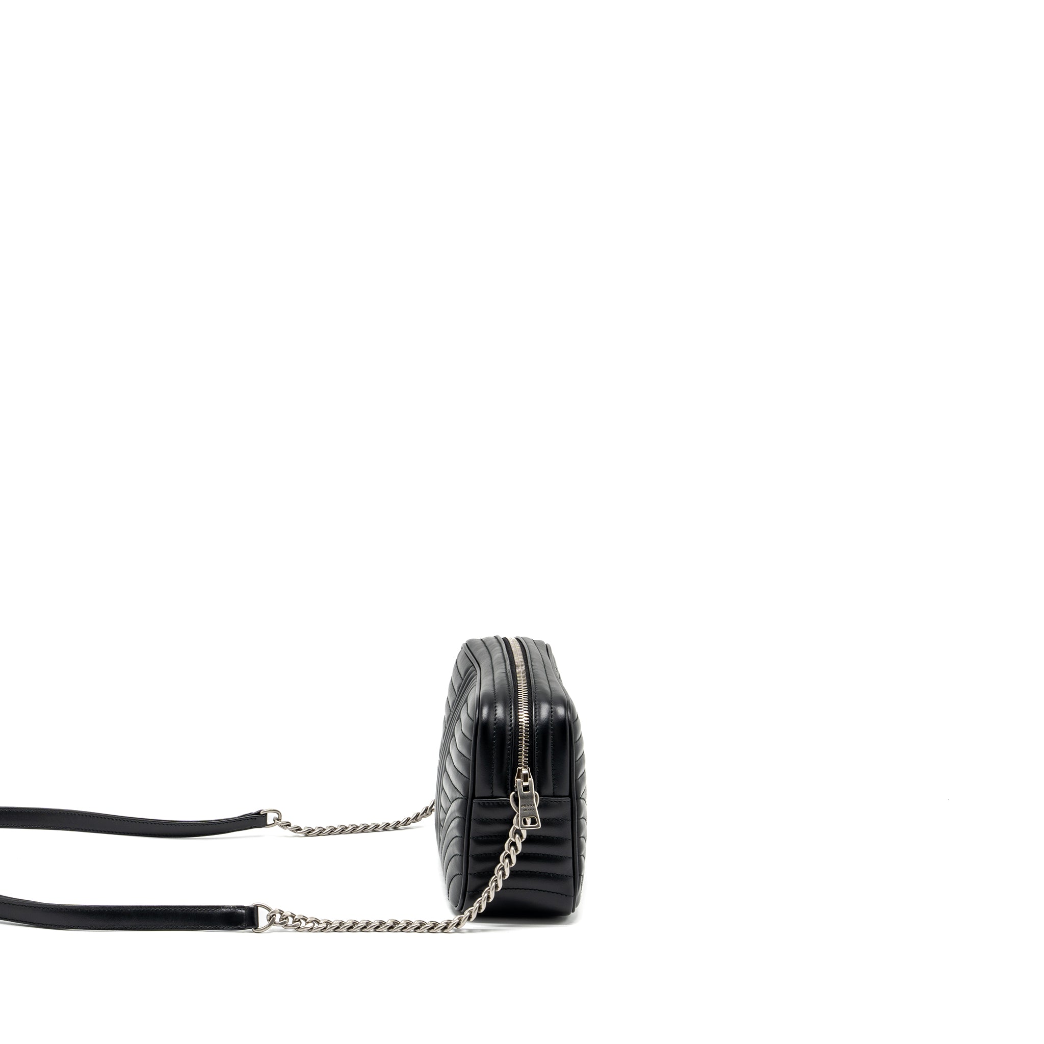 PRADA DIAGRAMME CAMERA CROSSBODY BAG CALFSKIN BLACK RUTHENIUM HARDWARE