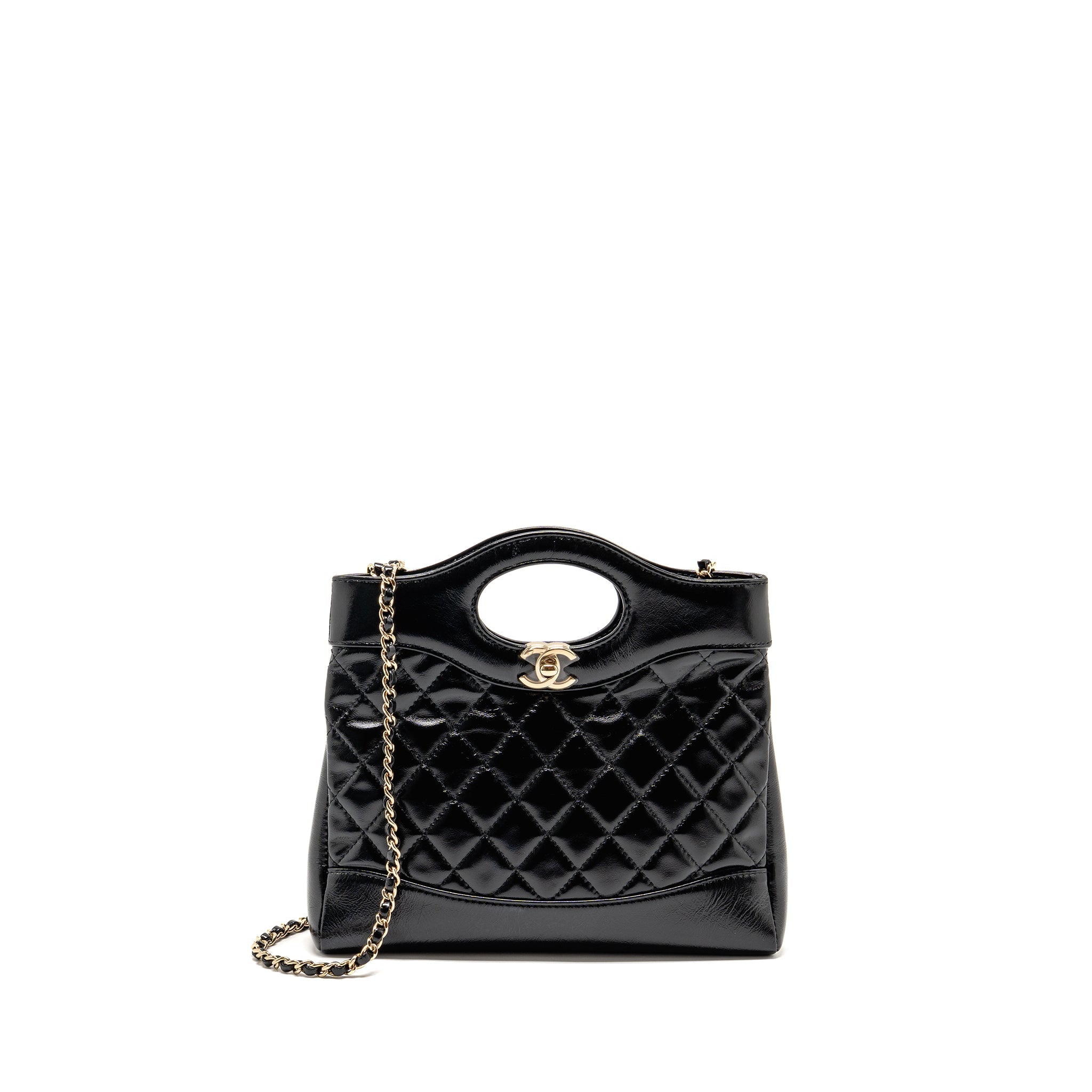 CHANEL MINI 31 BAG SHINY CALFSKIN BLACK LGHW (MICROCHIP)
