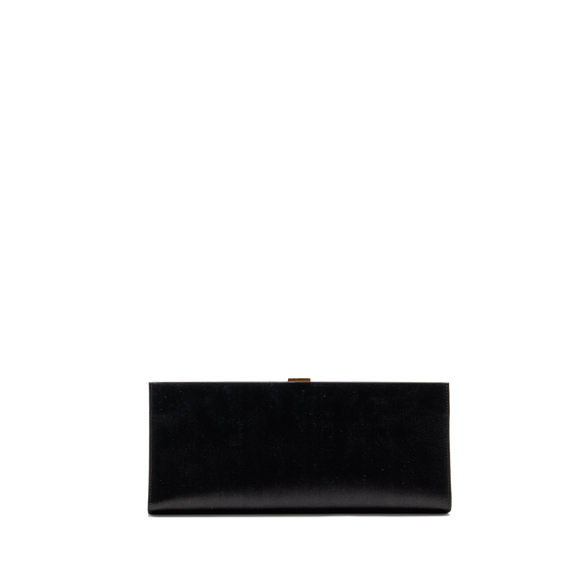 ROGER VIVIER STRASS BUCKLED CLUTCH/PURSE WITH CHAIN SATIN BLACK LGHW
